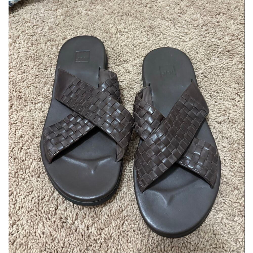 Johnston & Murphy Braided Brown Leather Sandals 11M 10L
